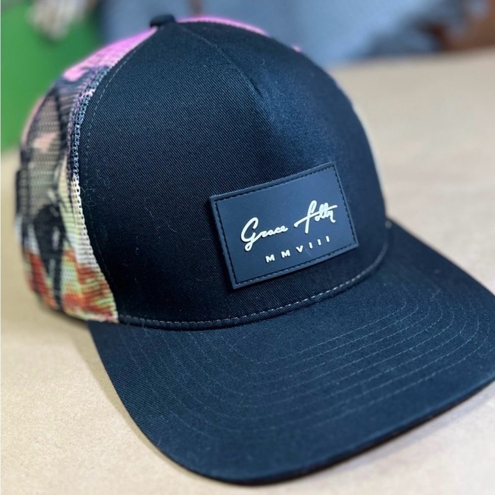Grace Folly Black and Multicolor Trucker Hat